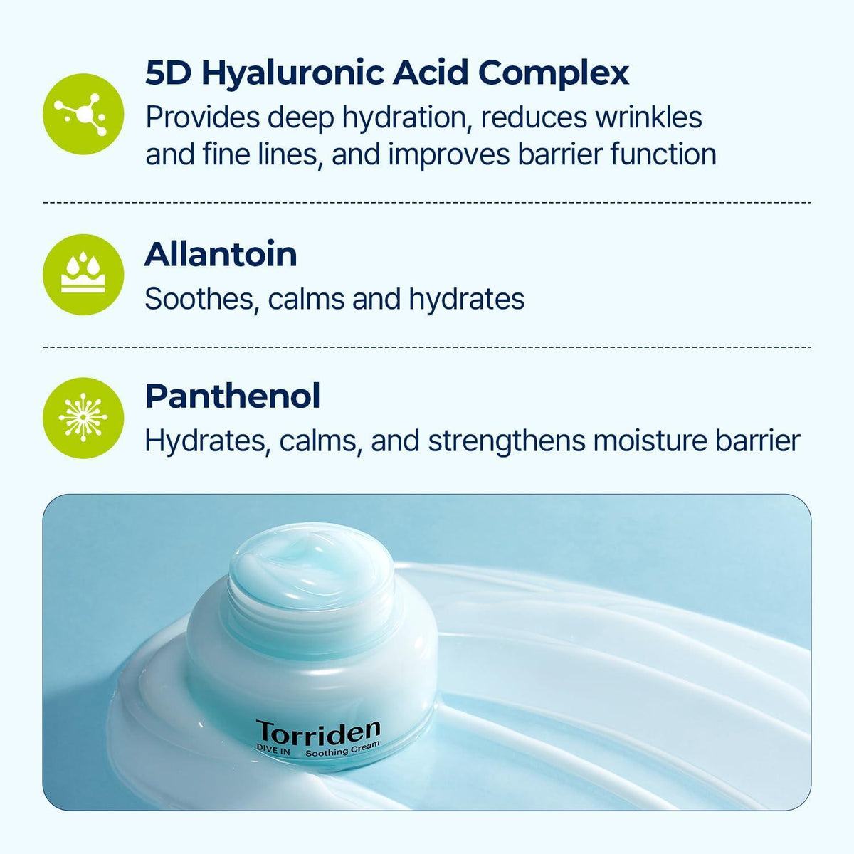 [TORRIDEN] DIVE IN Low Molecular Hyaluronic Acid Soothing Cream 100ml