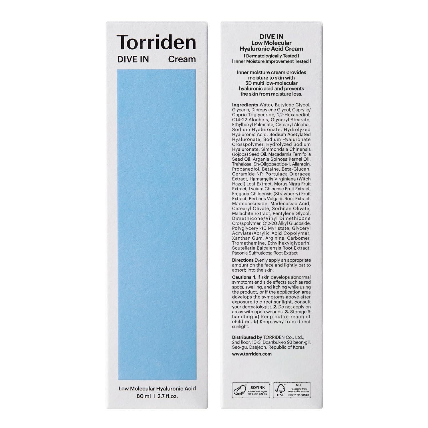 [TORRIDEN] DIVE IN Low Molecular Hyaluronic Acid Cream 80ml