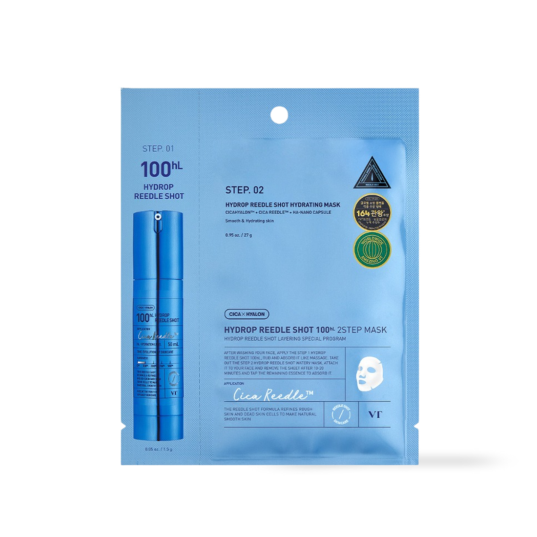 [VT Cosmetics] HYDROP Reedles Shot 100hL 2 STEP MASK