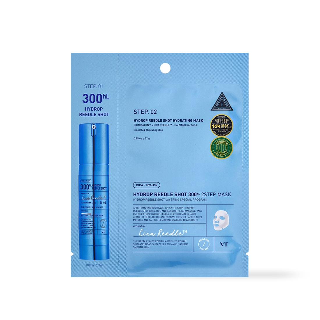 [VT Cosmetics] HYDROP Reedles Shot 300hL 2 STEP MASK