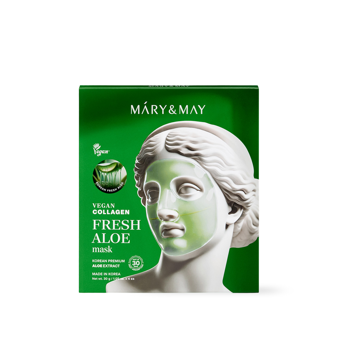 [Mary&May] Vegan Collagen Fresh Aloe Mask (30g x4)