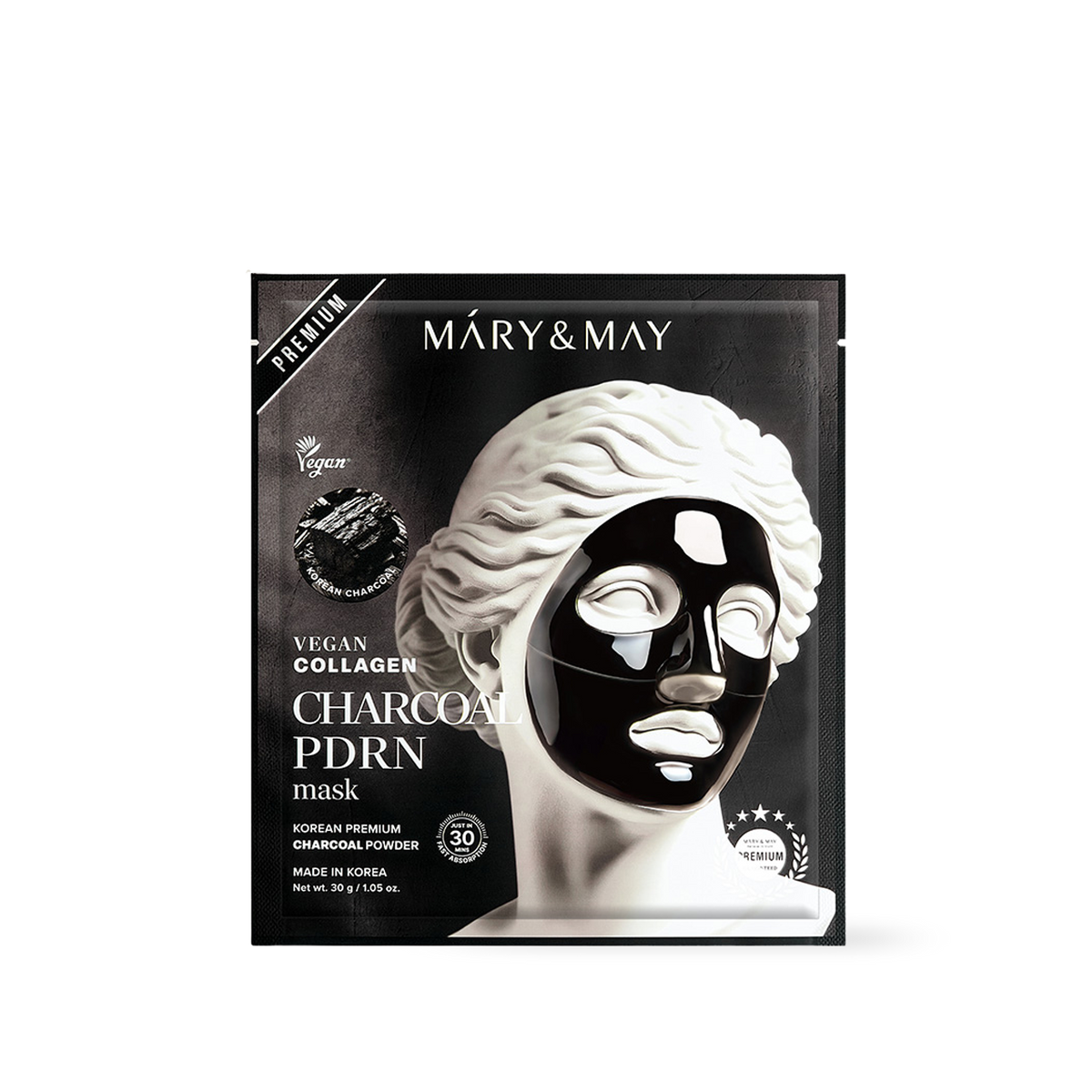 [Mary&May] Vegan Collagen Charcoal PDRN Mask (30g x4)
