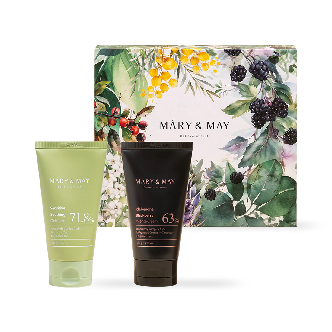 [Mary&May] Soothing Gel Cream+Idebenone Blackberry Cream Duo Set 100g x2
