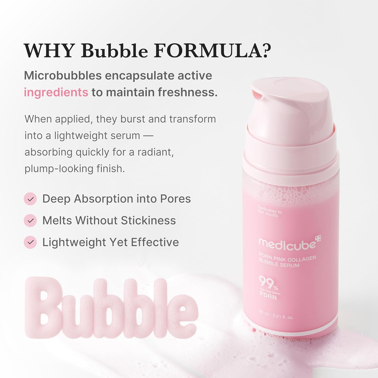 [Medicube] PDRN Pink Collagen Bubble Serum 95ml